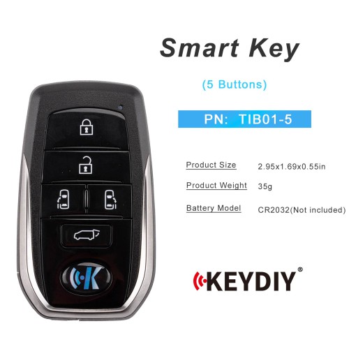 KEYDIY TIB01-5 Smart Key for Toyota Type 5 Buttons
