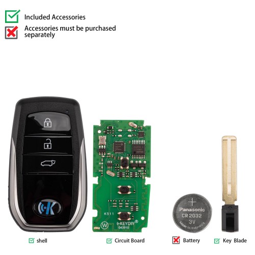 KEYDIY TIB01-3 Smart Key for Toyota Type 3 Buttons 1pc