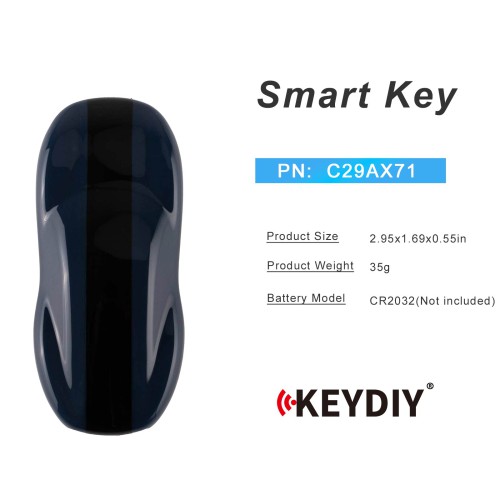 KEYDIY C29AX71 Smart Key Titanium Gray Color Without Buttons 1pc