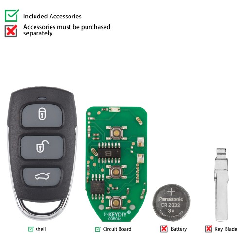 KEYDIY KD B20-3 Remote Key for Hyundai Azera Type 3 Buttons 5pcs/lot