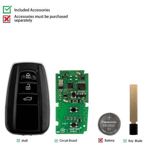 KEYDIY TIB36-3 Smart Remote Key 4 Buttons for Toyota 8A 4D