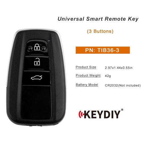 KEYDIY TIB36-3 Smart Remote Key 4 Buttons for Toyota 8A 4D