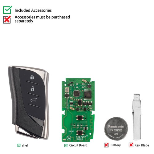 KEYDIY TIB42-3 Smart Remote Key for Toyota Type 3 Buttons