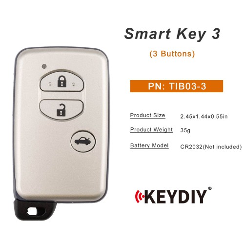 KEYDIY TIB03-3(Silver Gray) Smart Key 3 Buttons 1pc