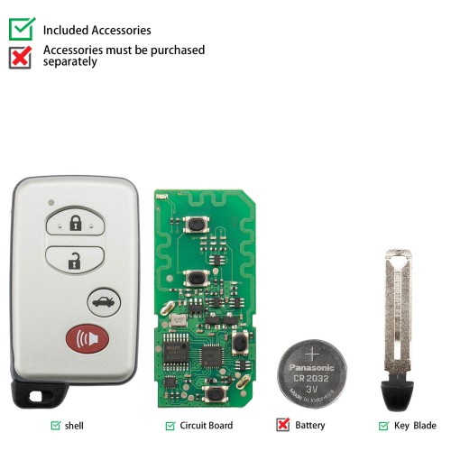 KEYDIY TIB03-4 (Silver Gray) 4 Buttons Smart Key for Toyota Type 1pc