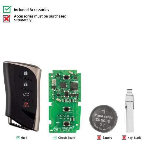 KEYDIY TIB42-4 Smart Remote Key for Toyota Type 3 Buttons