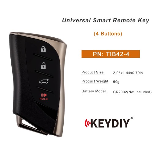 KEYDIY TIB42-4 Smart Remote Key for Toyota Type 3 Buttons